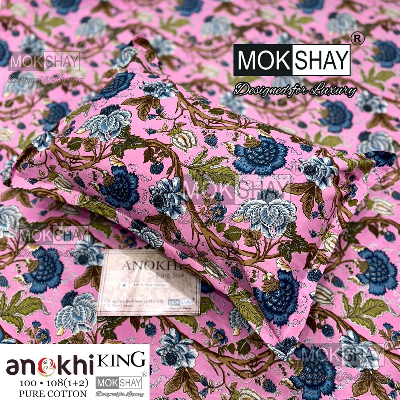 MOKSHAY ANOKHI King Size 100% Pure Cotton Bedsheet Set