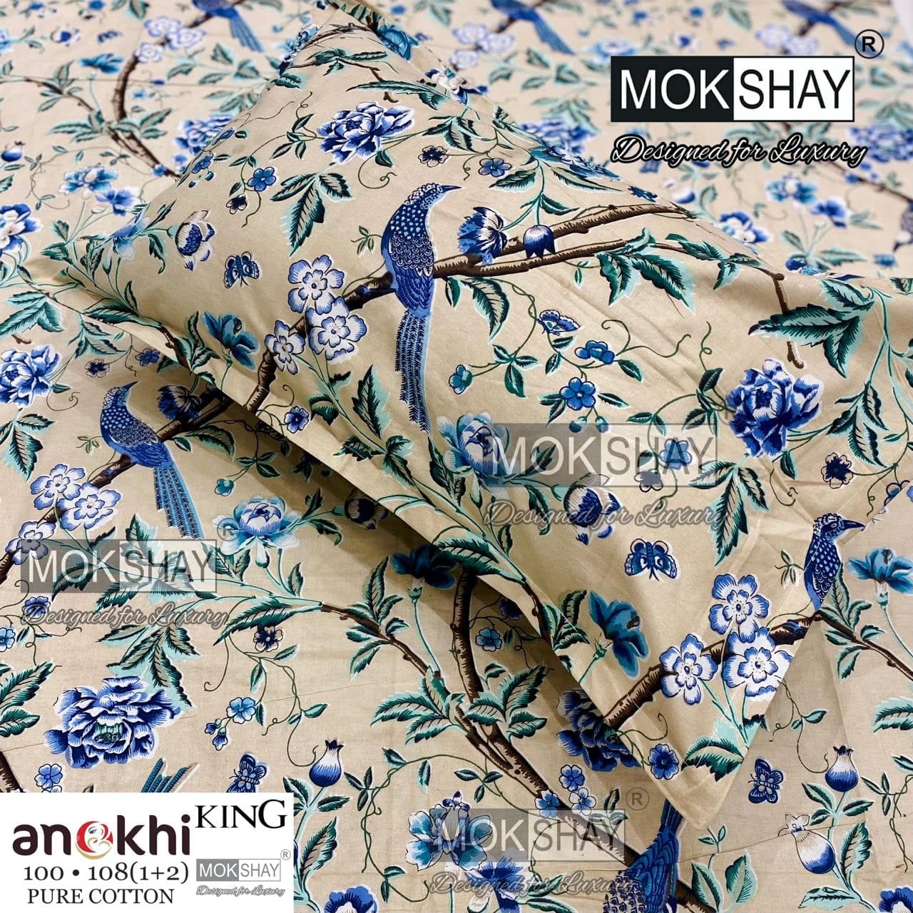MOKSHAY ANOKHI King Size 100% Pure Cotton Bedsheet Set