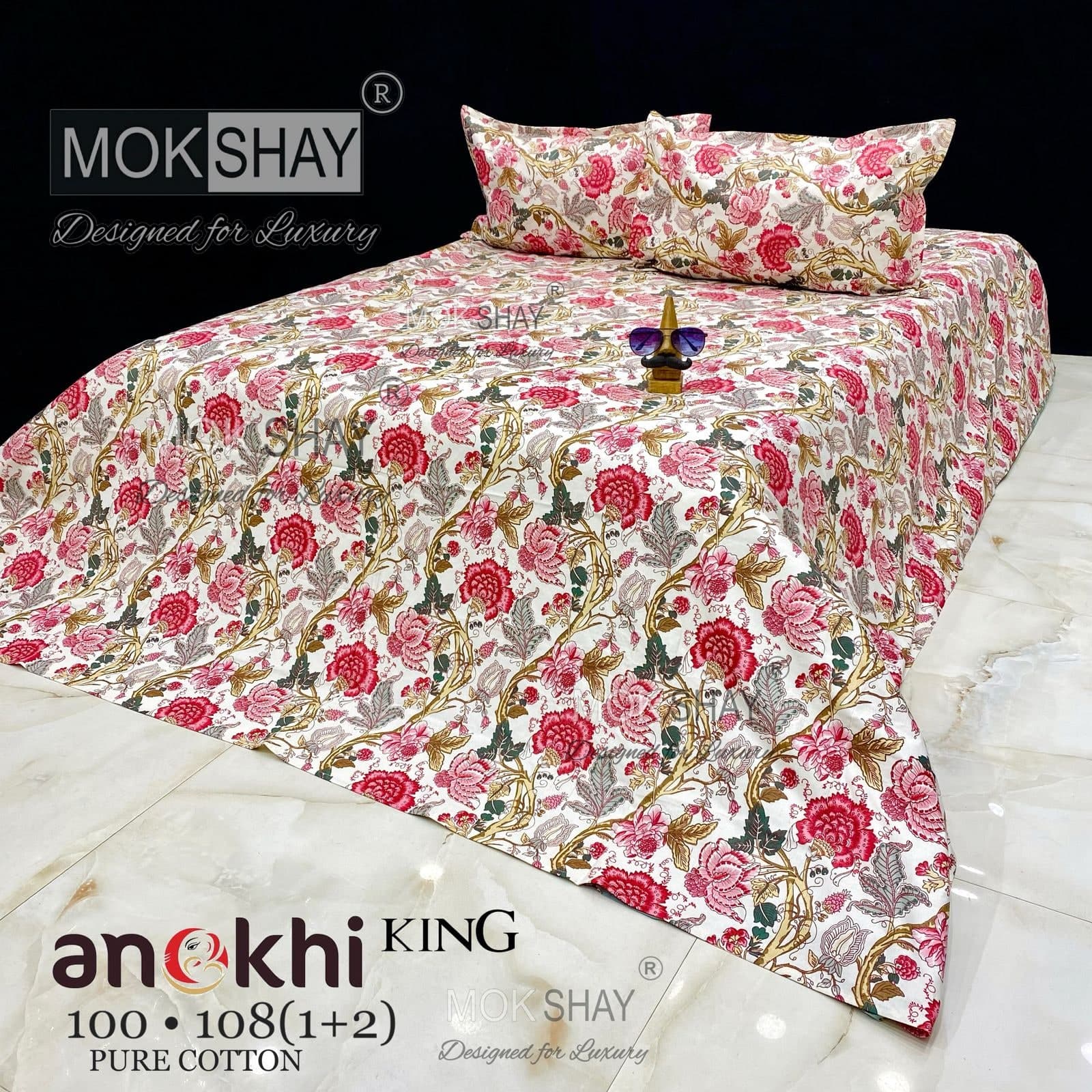 MOKSHAY ANOKHI King Size 100% Pure Cotton Bedsheet Set