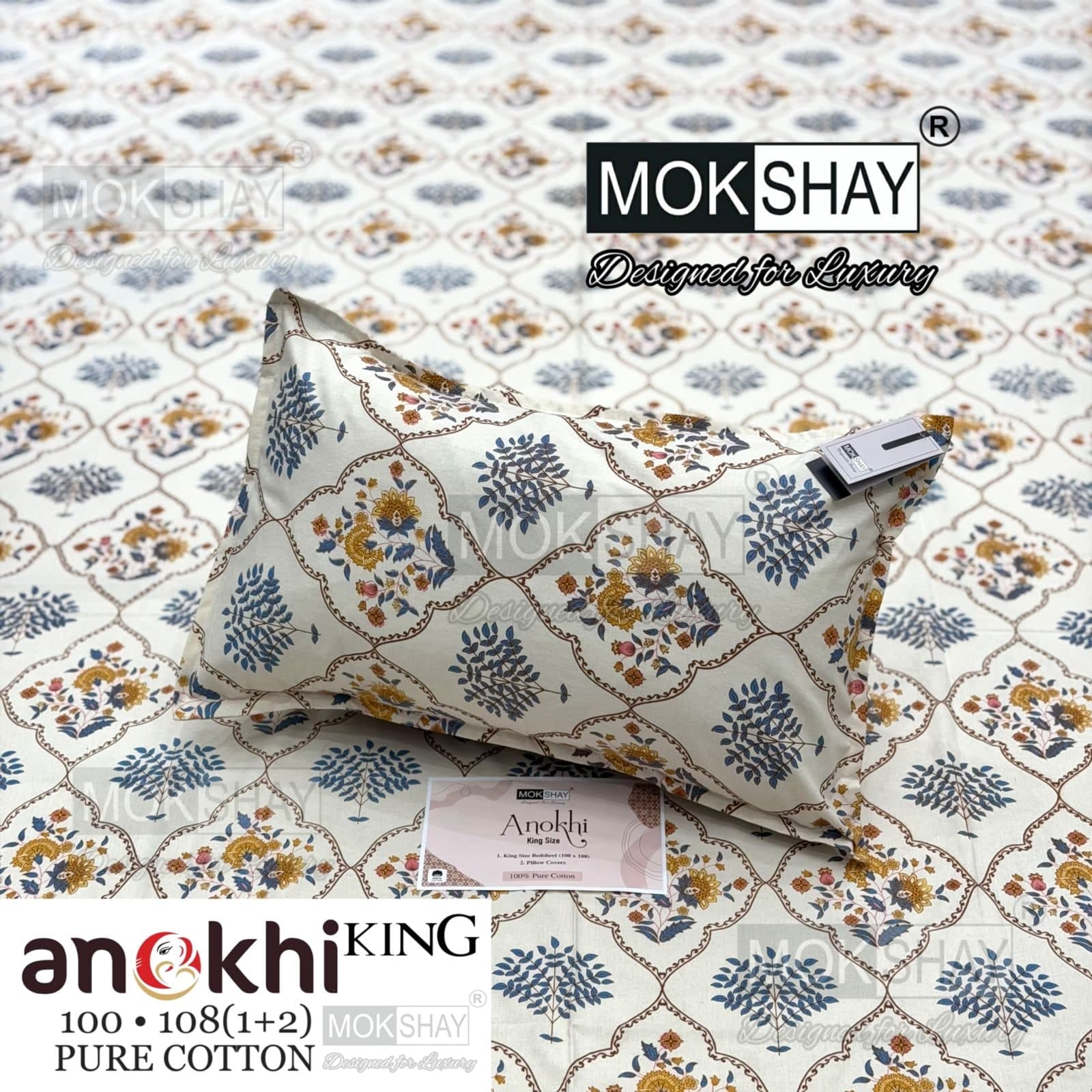 MOKSHAY ANOKHI King Size 100% Pure Cotton Bedsheet Set