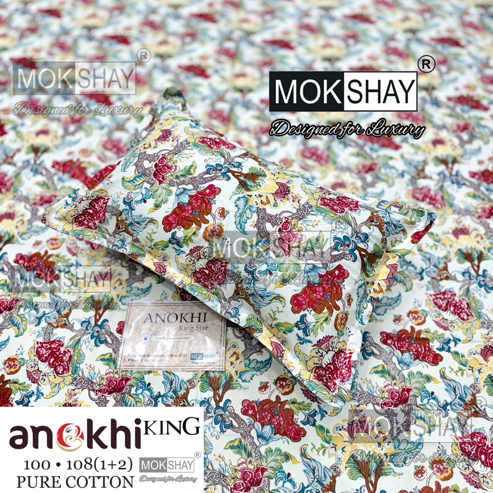 MOKSHAY ANOKHI King Size 100% Pure Cotton Bedsheet Set
