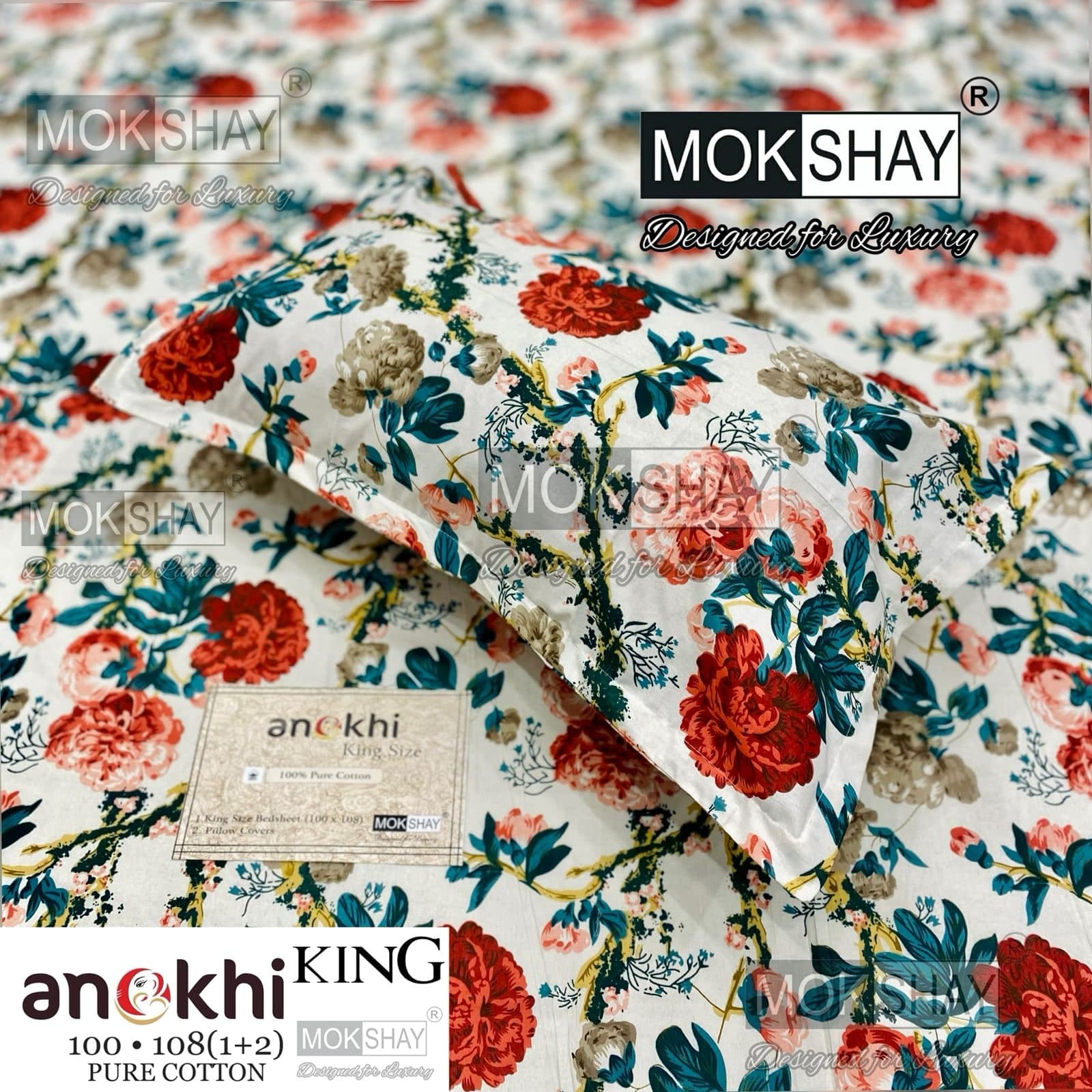 MOKSHAY ANOKHI King Size 100% Pure Cotton Bedsheet Set