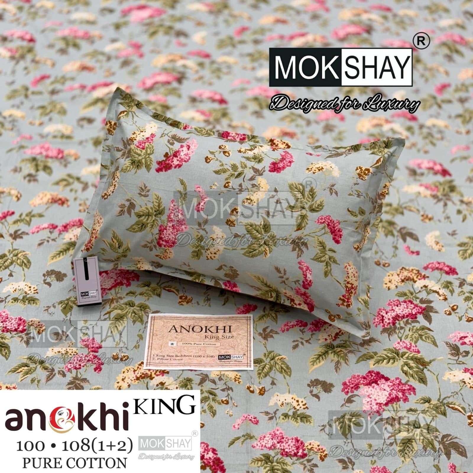 MOKSHAY ANOKHI King Size 100% Pure Cotton Bedsheet Set