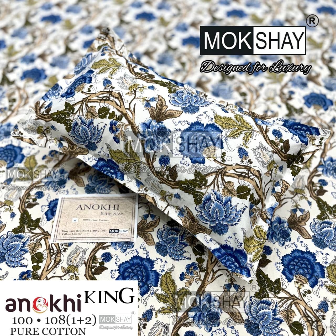 MOKSHAY ANOKHI King Size 100% Pure Cotton Bedsheet Set