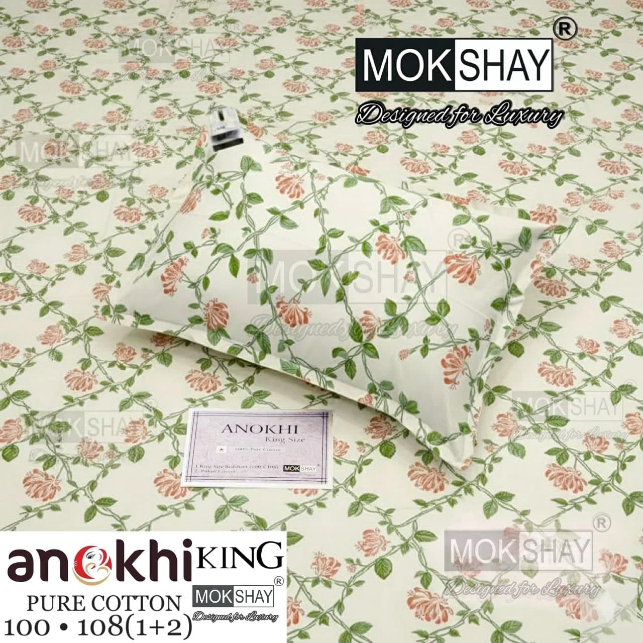 MOKSHAY ANOKHI King Size 100% Pure Cotton Bedsheet Set