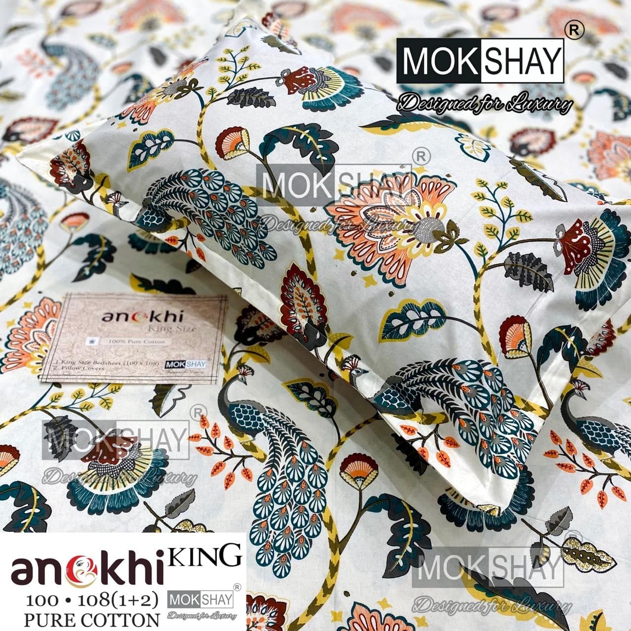 MOKSHAY ANOKHI King Size 100% Pure Cotton Bedsheet Set