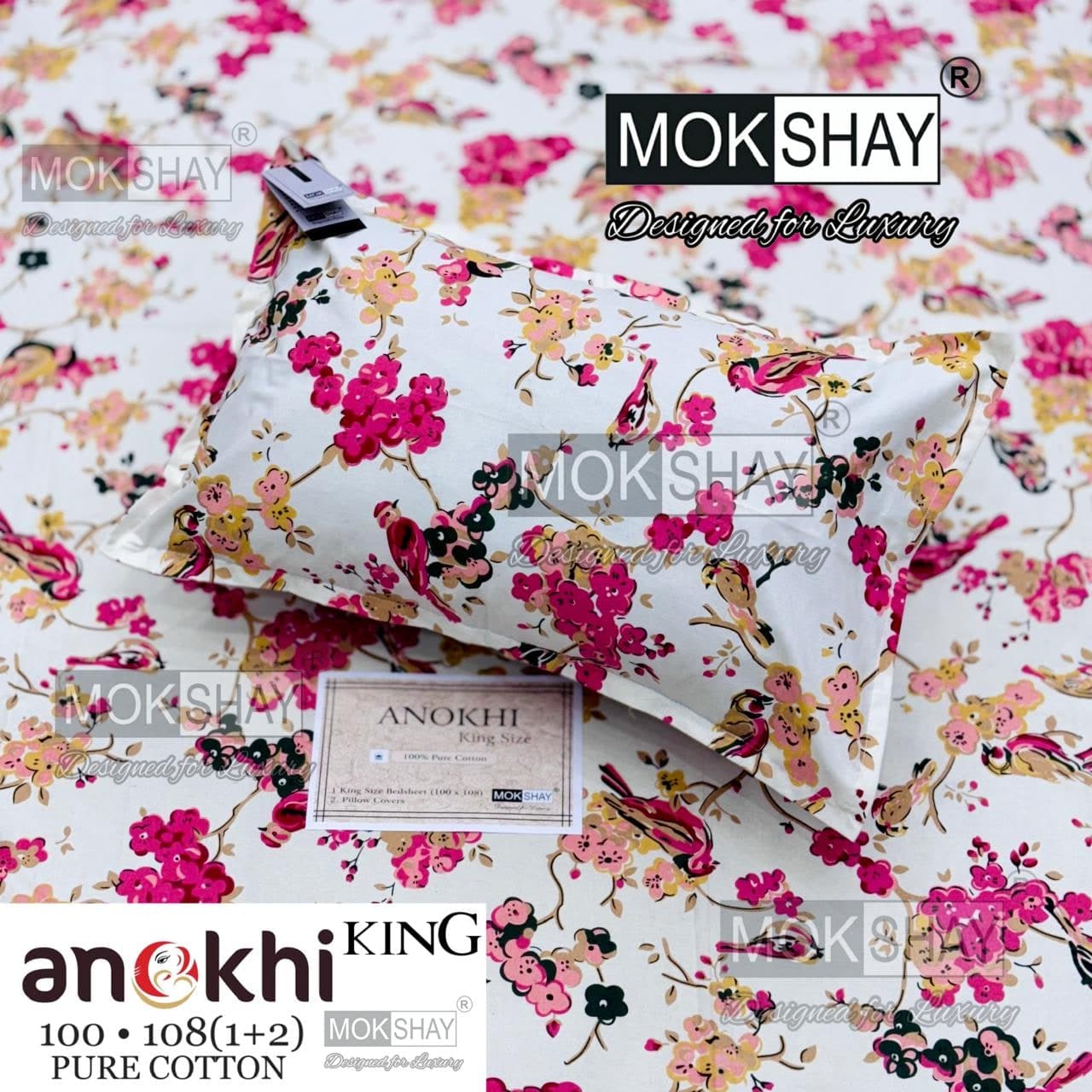 MOKSHAY ANOKHI King Size 100% Pure Cotton Bedsheet Set