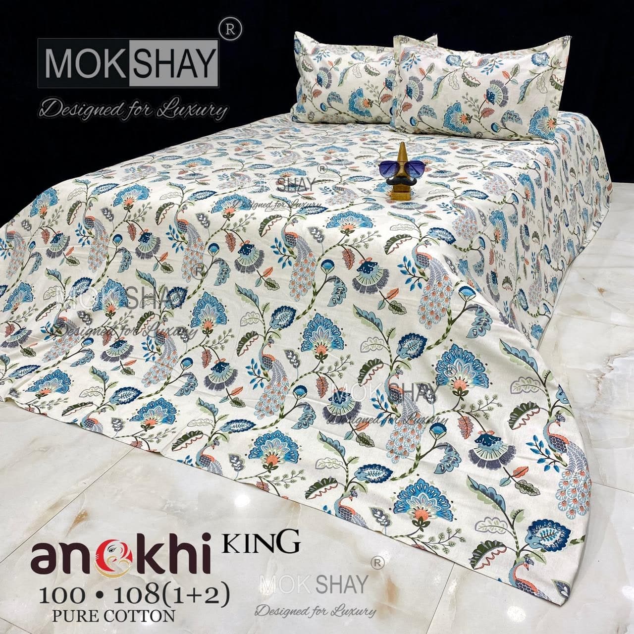 MOKSHAY ANOKHI King Size 100% Pure Cotton Bedsheet Set