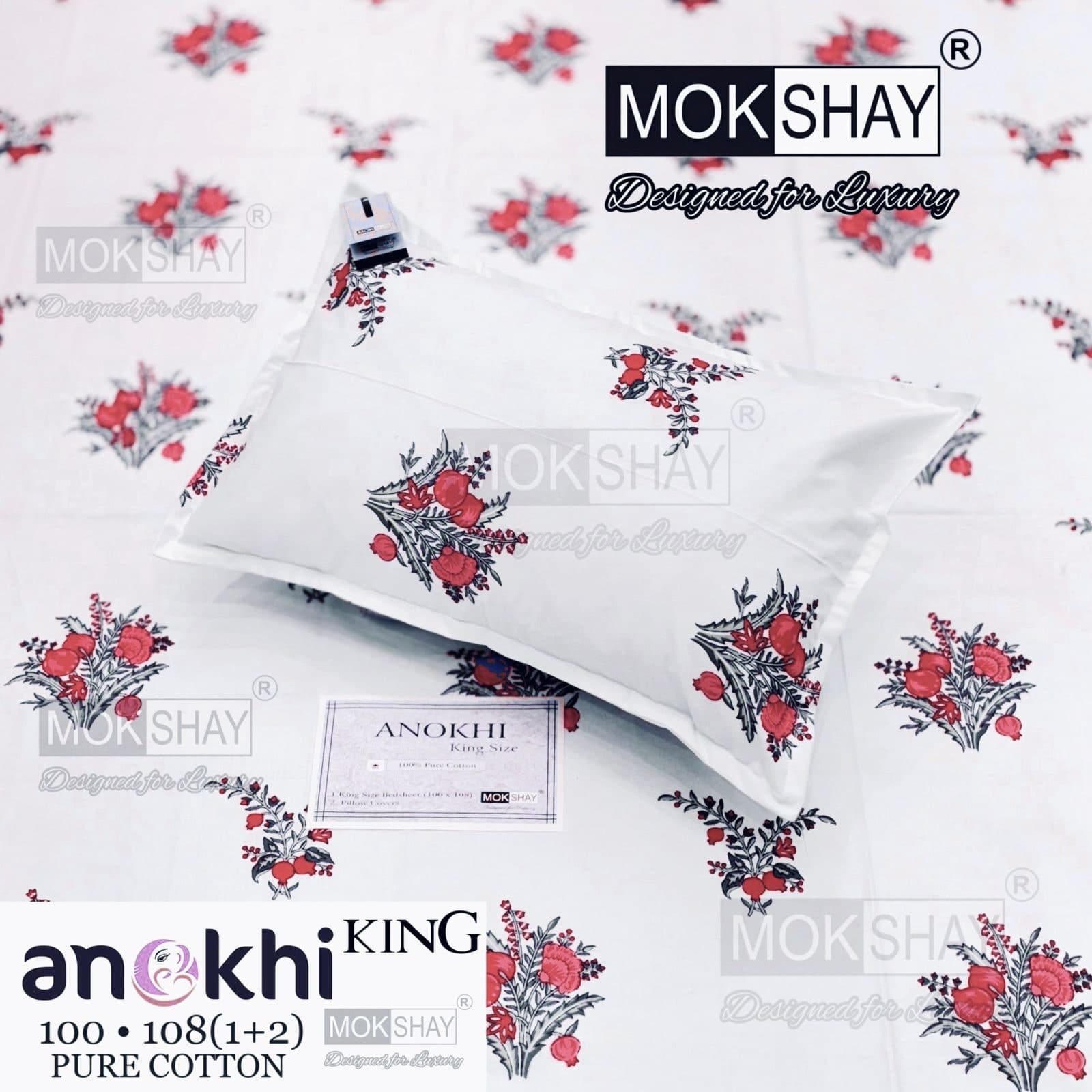 MOKSHAY ANOKHI King Size 100% Pure Cotton Bedsheet Set