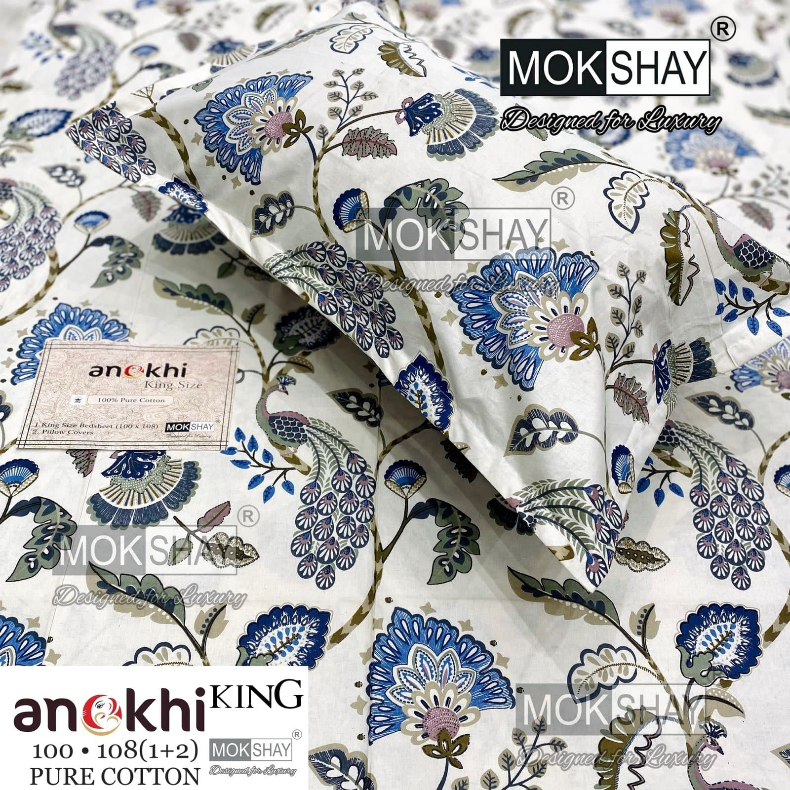 MOKSHAY ANOKHI King Size 100% Pure Cotton Bedsheet Set