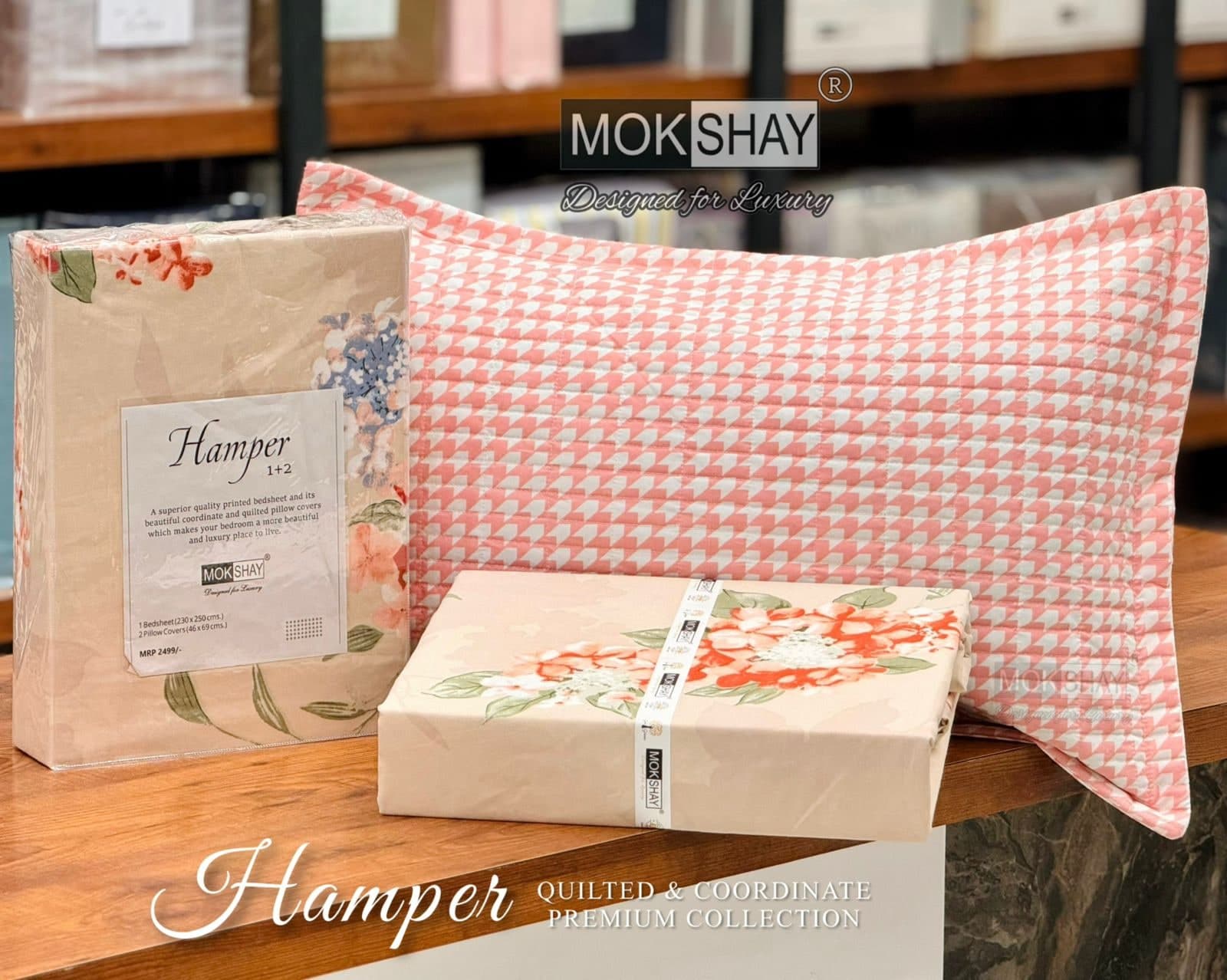 Mokshay Luxury Floral Printed Bedsheet Set with 2 Quilted Pillow Covers (Hamper 1+2 Collection)